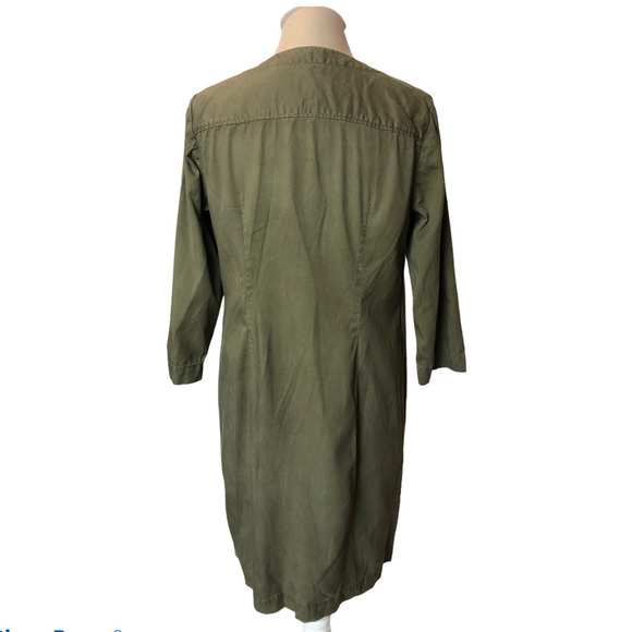 Talbots Ladies Army Green Dress Lace Up 3/4 Long Sleeve Petite Women's Size 6 - Picture 4 of 7